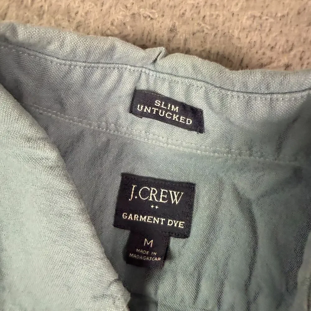 J Crew Shirt Mens M Blue Solid Cotton Oxford Button Down Woven Long Sleeve OCBD